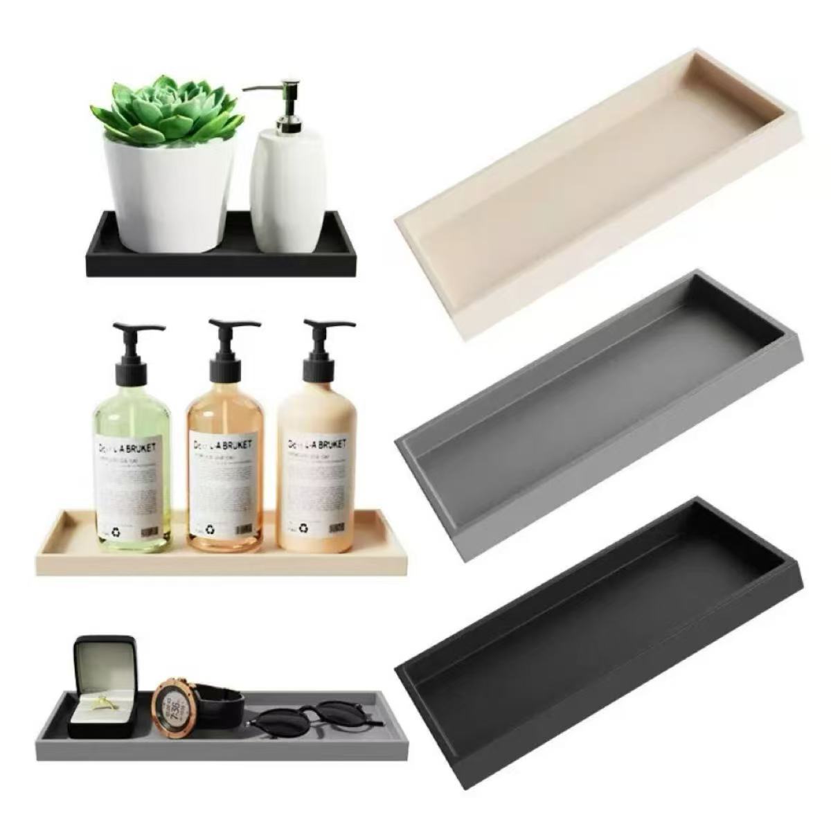 Zara Home Bathroom Tray - ถาดวางของในห้องน้ำ ถาดซิลิโคนสำหรับวางของบนเคาน์เตอร์ห้องน้ำ ถาดวางสบู่เหลว ถาดเก็บของบนเคาน์เตอร์สำหรับโต๊ะเครื่องแป้ง