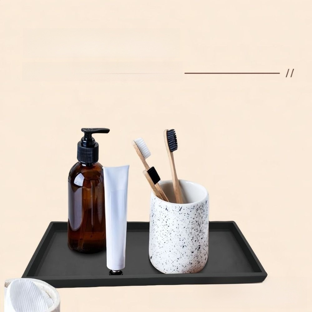 Zara Home Bathroom Tray - ถาดวางของในห้องน้ำแบบหนา ทนทานต่อการแตกหัก ถาดซิลิโคนทรงสี่เหลี่ยม ถาดใส่สบู่น้ำหนักเบา ถาดวางของในอ่างอาบน้ำ