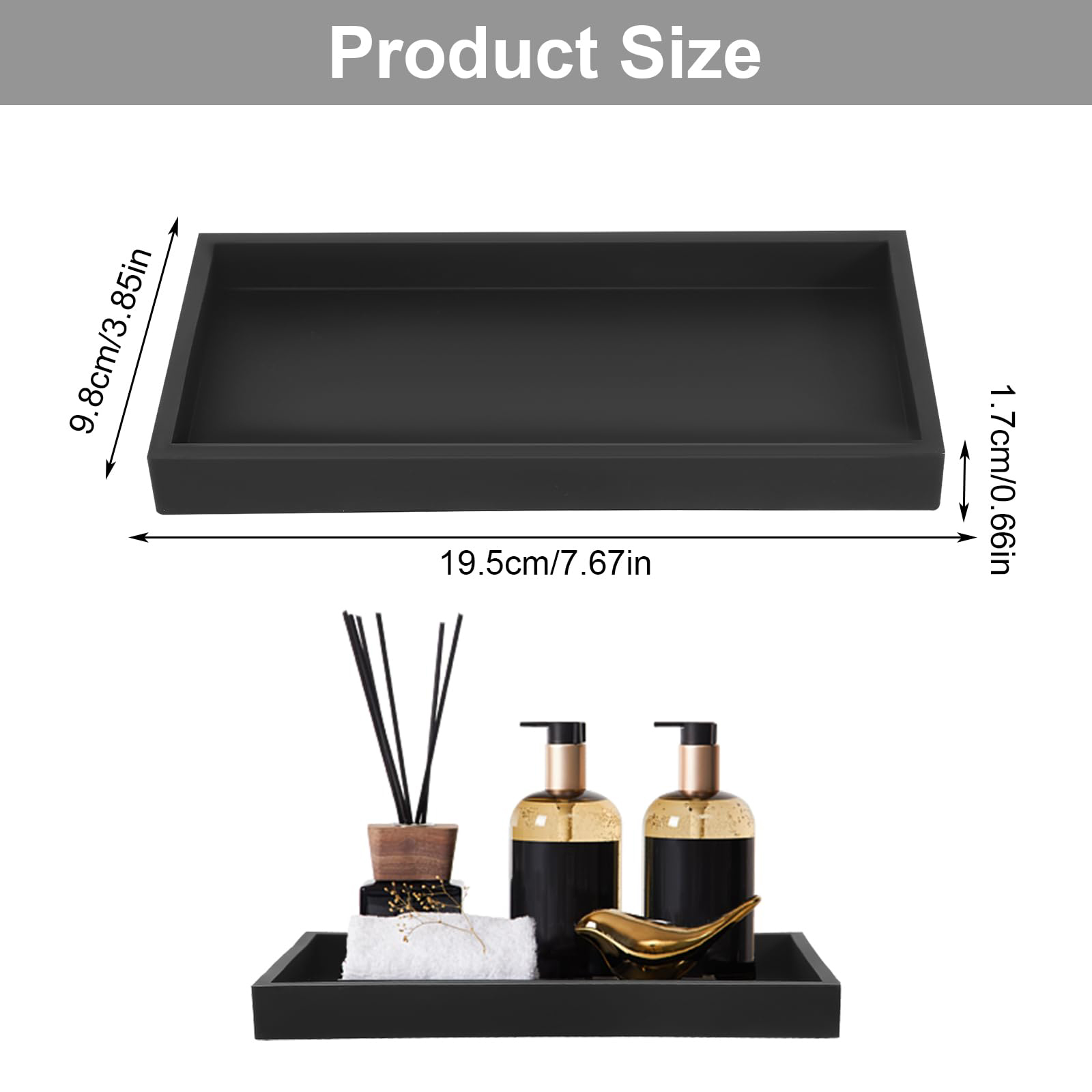 Zara Home Bathroom Tray - ถาดวางเคาน์เตอร์ห้องน้ำถาดโต๊ะเครื่องแป้งซิลิโคนหนาถาดรองเครื่องจ่ายสบู่เหลวห้องน้ำทรงสี่เหลี่ยมผืนผ้าทนทานกันแตก