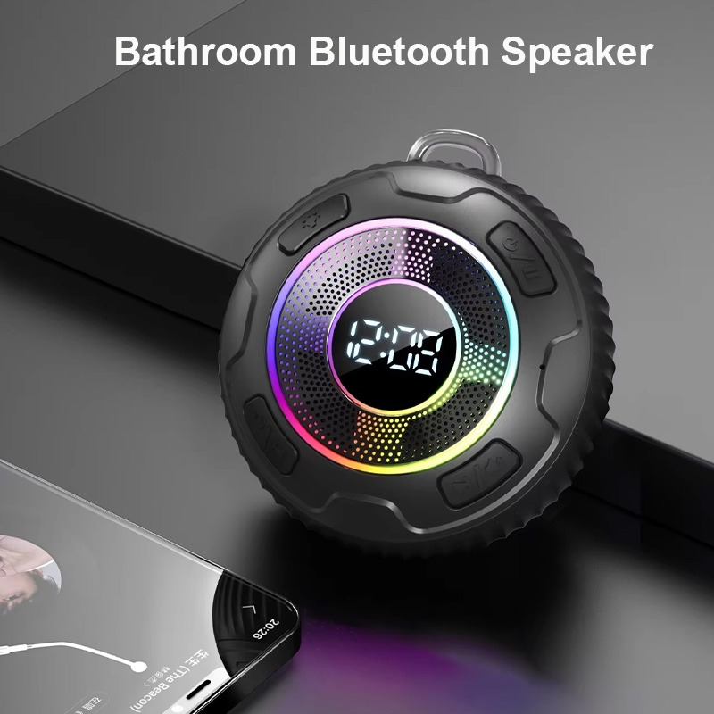 Home Bathroom Called - ลำโพงบลูทูธแบบพกพาขนาดเล็กสำหรับห้องน้ำ IPX7 กันน้ำ TWS นาฬิกา โทรแบบแฮนด์ฟรี