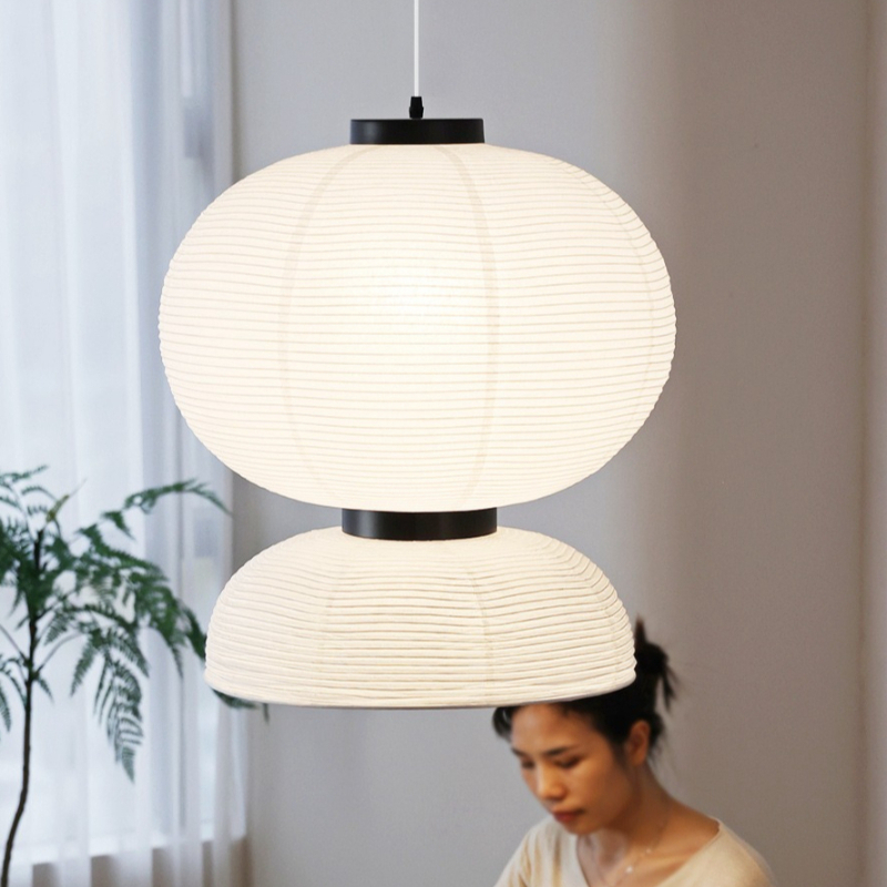 Japanese Home Bathroom Design - ร้านอาหาร/โฮมสเตย์สไตล์วาบิซาบิแบบญี่ปุ่น โคมไฟเพดาน LED กระดาษข้าว ดีไซน์เรียบง่าย โคมไฟแขวนในบ้าน