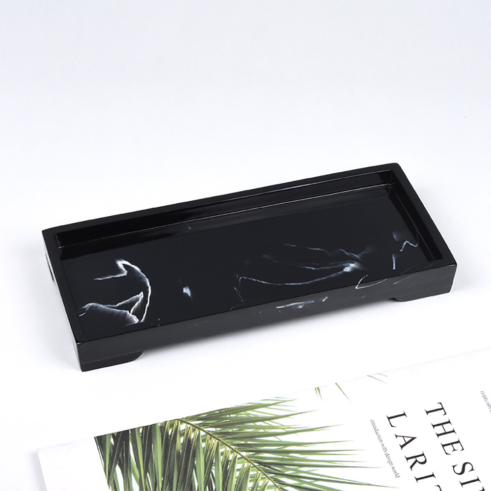 Zara Home Bathroom Tray - ถาดใส่จัดเก็บเครื่องประดับทำจากเรซินหินอ่อนเลียนแบบสไตล์นอร์ดิกถาดใส่อาหารทรงสี่เหลี่ยมผืนผ้าการตกแต่งบ้านใส่จาน