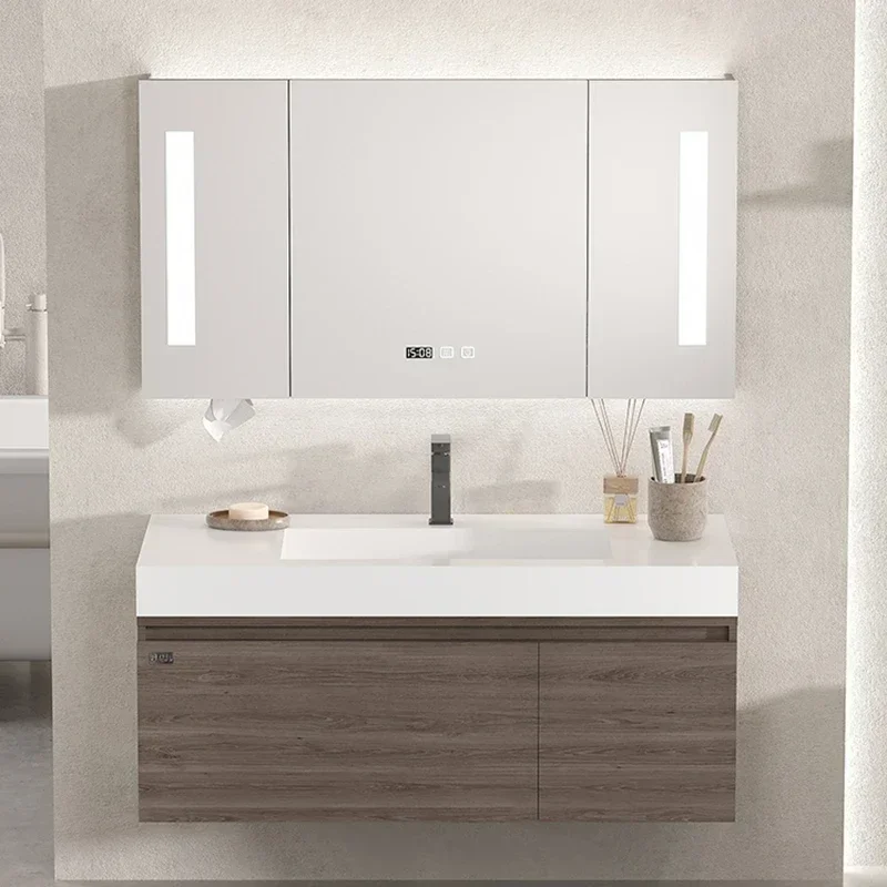 Japanese Home Bathroom Design - ชั้นวางของในห้องน้ำไม้สไตล์ญี่ปุ่นพร้อมอ่างล้างหน้า ชั้นวางของในห้องน้ำที่ทันสมัย ดีไซน์เรียบง่าย เฟอร์นิเจอร์บ้าน Gabinetti LLBC