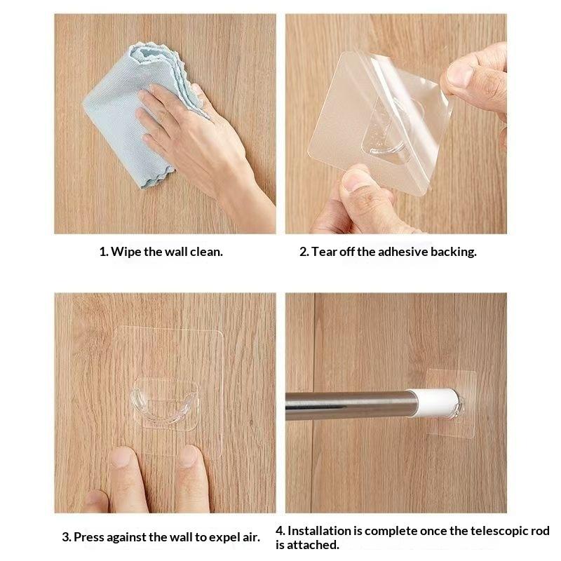 ขายึดราวม่านแบบใสติดผนังไม่ต้อ - Home Bathroom Wall Decor บทวิจารณ์และราคา