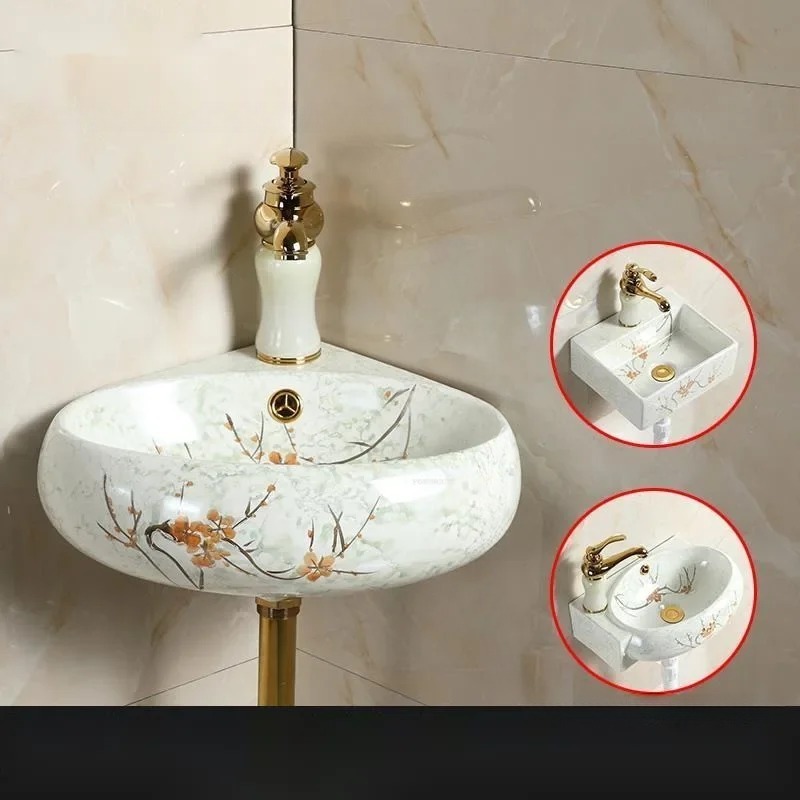 อ่างล้างหน้าเซรามิกทรงสามเหลี่ - Home Bathroom Wall Decor บทวิจารณ์และราคา
