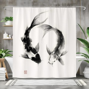 ม่านอาบน้ำลายปลา, ม่านอาบน้ำผ้ - Japanese Home Bathroom Design บทวิจารณ์และราคา